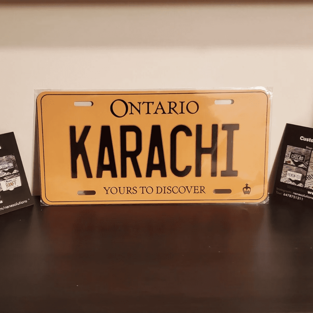 ONTARIO-KARACHI plate