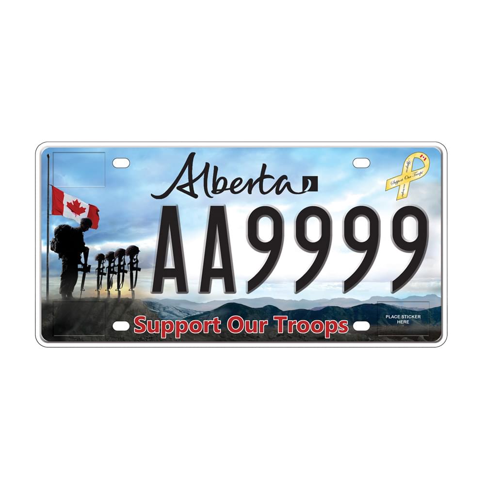 Alberta Support Our Troops Custom Plate
